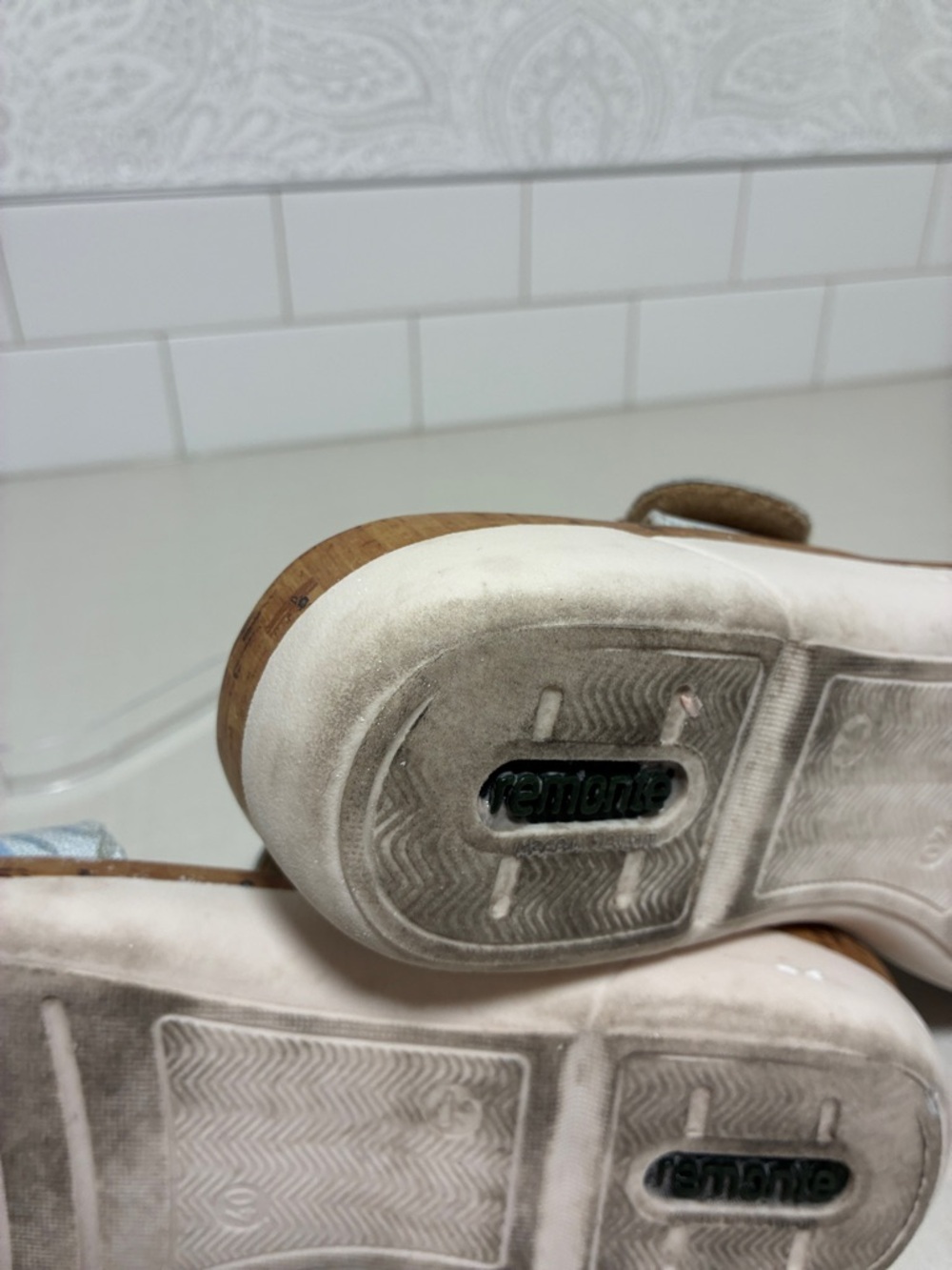 Rieker Remonte Soft - Light Blue Botanical Patterned Adjustable Buckle Sandals - Picture 9 of 12